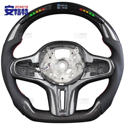 老款改新适用于宝马F90F91F92F93M8M6碳纤维LED汽车方向盘改装图2