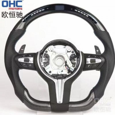 适用于BMW宝马X1-X4 M3M4 F30 F80多功能改装翻毛皮方向盘总成图4