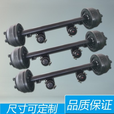 两轮弹簧板减震气刹前后桥 五孔六孔拖车轴车桥厂家图2