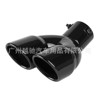 改装双管排气管汽车装饰一出二尾喉消声器通用加厚款双出尾喉尾管图4