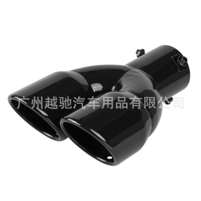 改装双管排气管汽车装饰一出二尾喉消声器通用加厚款双出尾喉尾管图5