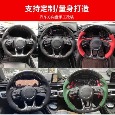 适用奥迪A3A4LA5A6L Q2L RS3S4TTB9系列碳纤维方向盘改装内饰改装图2