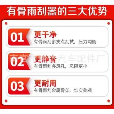 原厂原装U型通用铁骨汽车雨刷器 高清静音有骨雨刮条 带骨雨刷片图2
