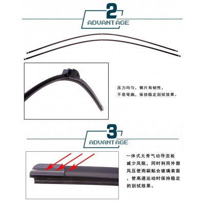 厂家直销通用型高品质雨刷器二代通用无骨雨刷U型雨刮器雨刷 雨刮图3