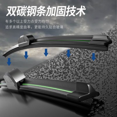 间彩绿色雨刮器无骨雨刷耐用专车专用汽车雨刮片胶条雨刷器无骨图2