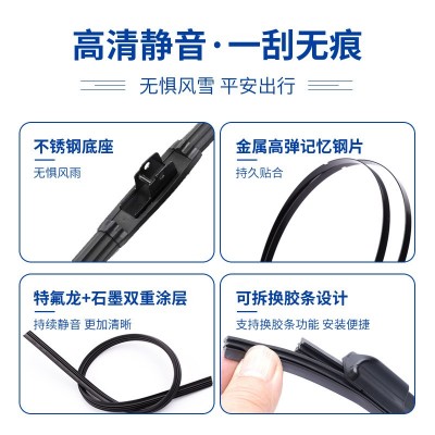 通用一代U型汽车雨刮器适用外贸静音雨刷片现货批发无骨雨 刮代发图2