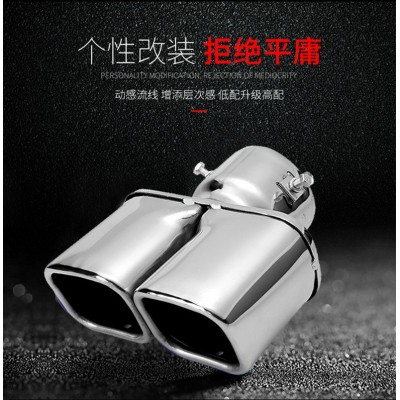 跨境热销方口双排弯双排直汽车尾喉加厚不锈钢排气管尾喉双管图3
